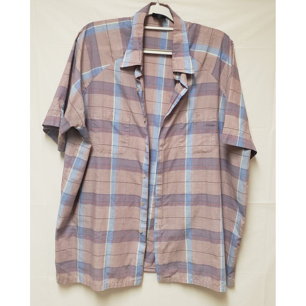 Boulevard for Big Men Plaid Multicolor Short Sleeve Button Up Shirt Sz 1X NWOT